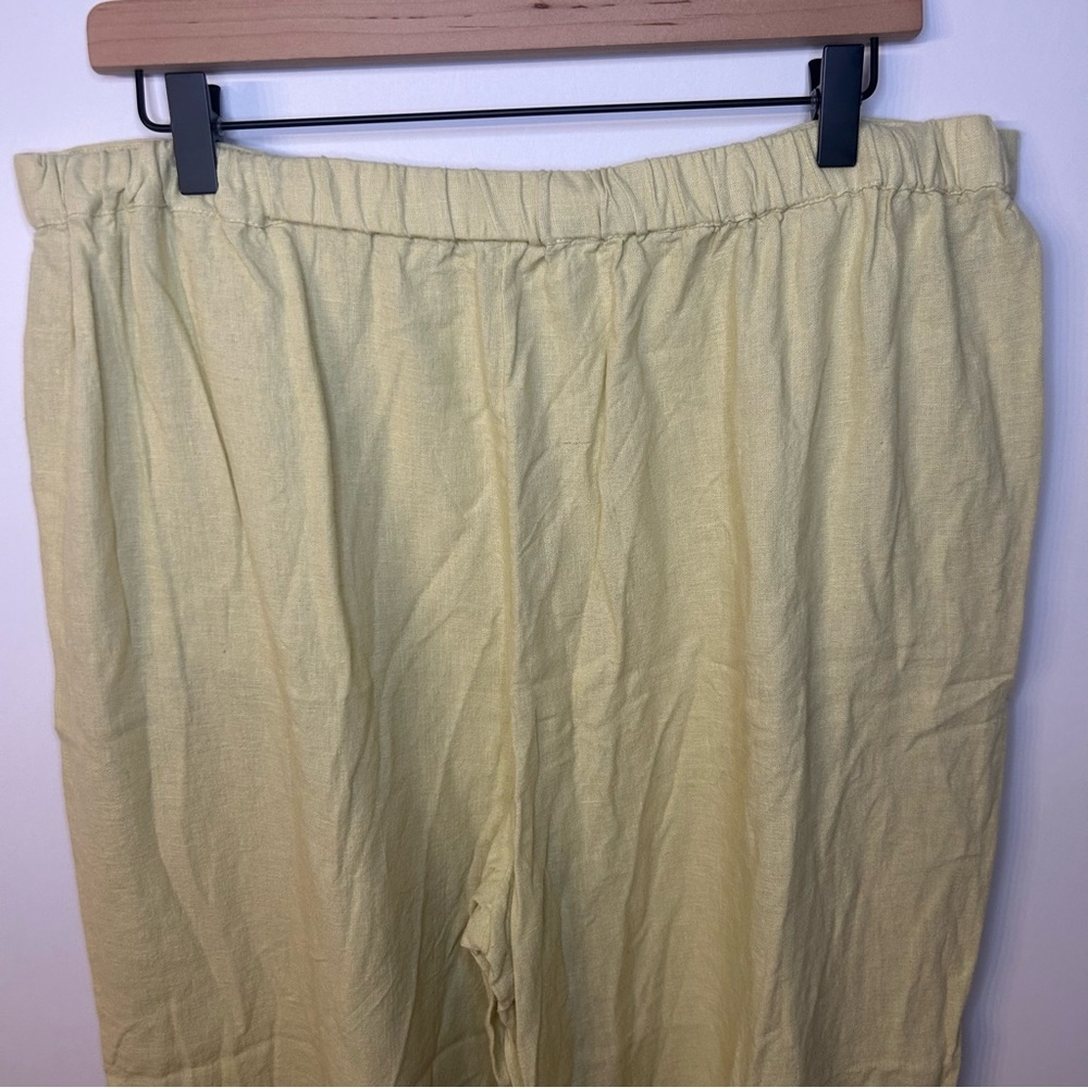 Free People Free-est Yellow/Green Linen Blend Wide Leg Pants Pants, Size XL - Picture 7 of 10